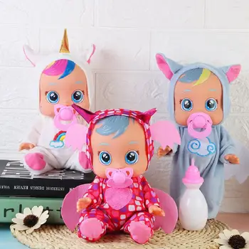 Vienaragis Lėlės 3D Gyvūnų Babie Lėlės Mielas Žaislai Elektros Lėlės Ašarojimas Visą Vinilo Silikono Kūno Gimtadienio Siurprizas Vaikams