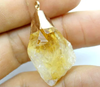 Gamtos Perlas Akmuo citrinas rašė Pakabukas Sidabro Padengtą Netaisyklingos Formos kristalų, 
