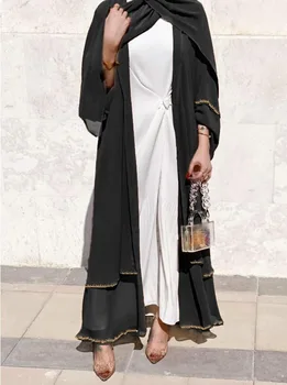 Karšto Parduoti Aukso Ratlankio Musulmonų Abaja Suknelė Elegantiška, gryna spalva Ilgai Musulmonų Suknelės Moterims Kuklus Dėvėti Drabužiai Ramadanas EID rūbeliai F2973