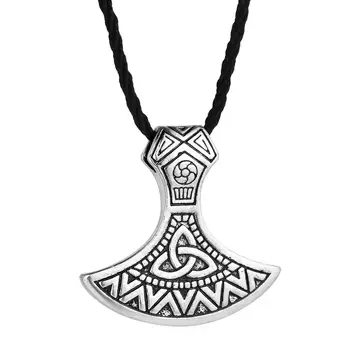 QIAMNI Derliaus Valknut Odin 's Simbolis Skandinavų Vikingų Mammen Kirvis Amuletas Pakabukas Karoliai Slavų Dovana Vyrams Moterims Punk Collier